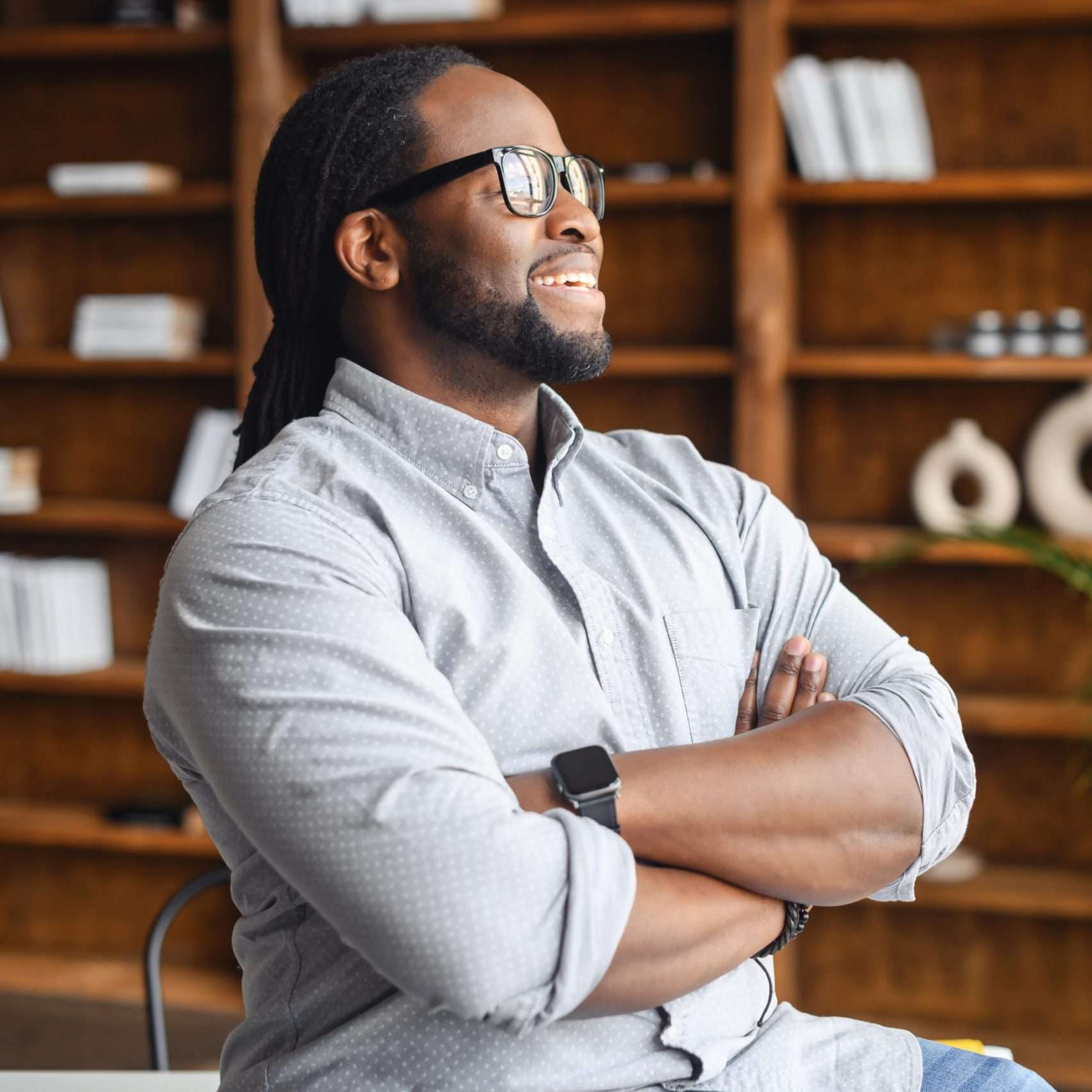 Portrait of ambitious confident black leader